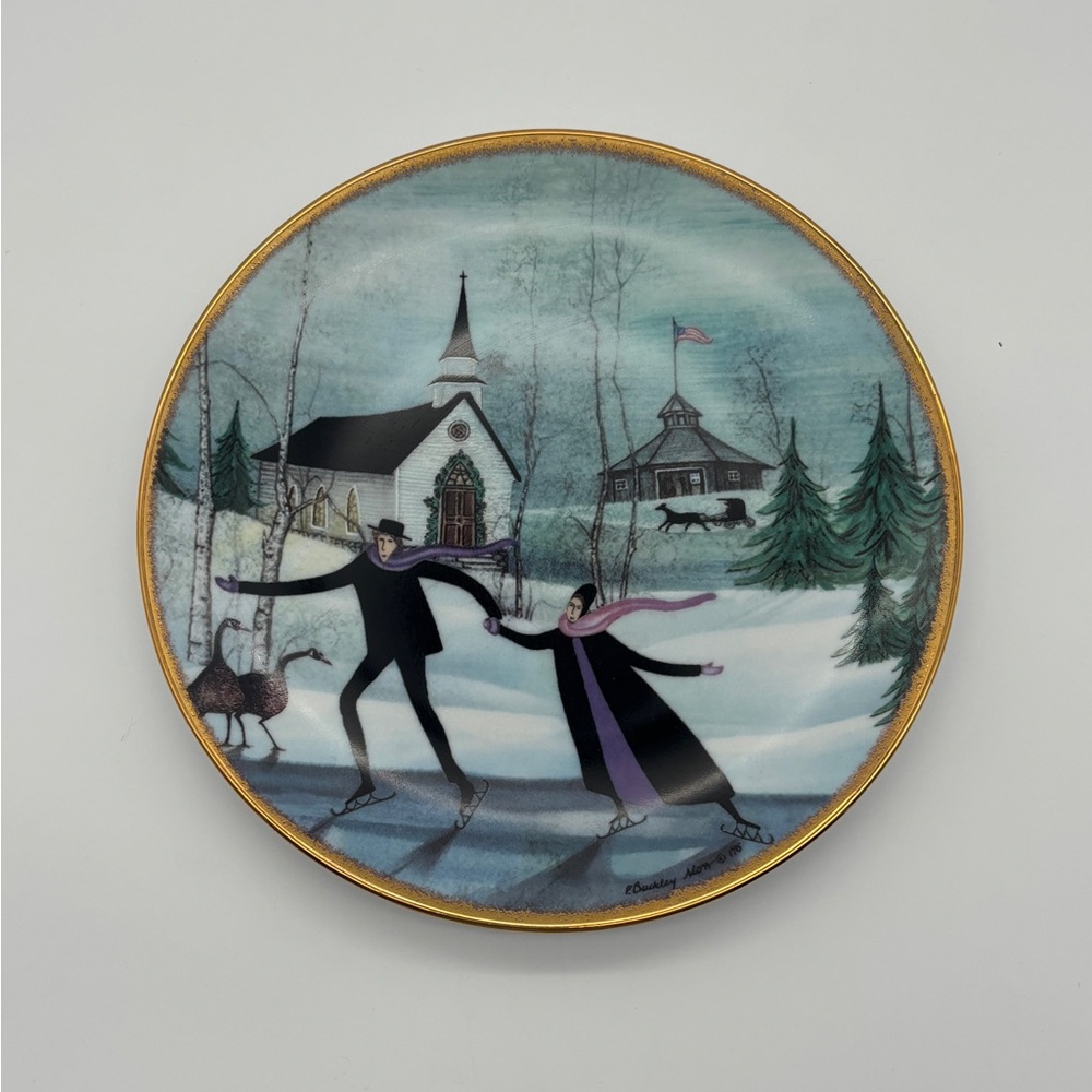 P. Buckley Moss “Skating Joy” Collector Plate 1980 – Limited Edition  w/COA